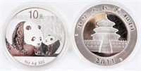 Coin (2) 2011 Chinese Panda Proof .999