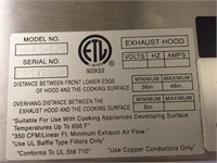 Stainless steel exhaust hood