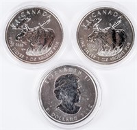 Coin 3 Canadian .999 Silver $5 Coins