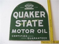 Quaker State Motor Oil Tombstone Porcelain Sign