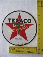 Heavy 8" Porcelain Lubester Texaco Sign