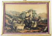 Framed Print w/ Sheep and Herder