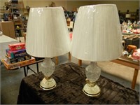 NICE PAIR OF VINTAGE GLASS TABLE LAMPS