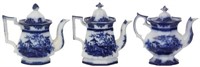19 Flow Blue Tea Set Pcs.-  Amoy Pattern