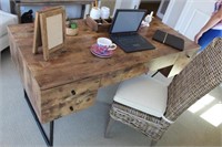 Farm Style Desk & Rattan Chair