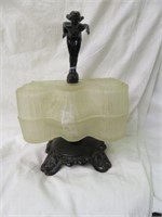 ART DECO NUDE COVERED DISH 10"T