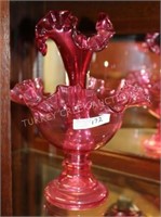 CRANBERRY GLASS EPERGNE