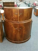 MID CENTURY BOW FRONT COCKTAIL CABINET,