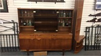 MID CENTURY S FORM HIGHBOARD WITH GLASS DOORS 66"