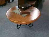 IRON BASE ROUND COFFEE TABLE