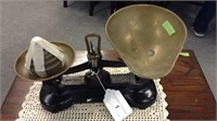 VINTAGE "LIBRA CO " SCALE WITH BRASS WEIGHTS & PAN