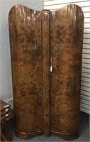 BOW FRONT FITTED ANTIQUE WALNUT WARDROBE