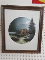 FRAMED OIL ON CANVAS-GRIST MILL-TRAVIS