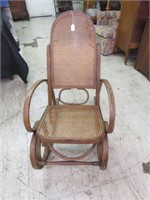 VINTAGE CANED BENTWOOD ROCKING CHAIR 39"T X 21"W