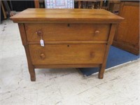 ANTIQUE AMERICAN OAK TWO DRAWER CHEST 25"T X 32"W