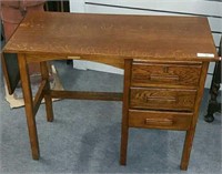 CHILDS SMALL, 3 DRAWER OAK DESK, DROP LEAF ON SIDE