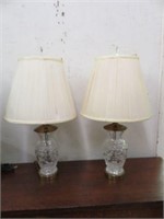 PAIR WATERFORD CRYSTAL LAMPS 25"T