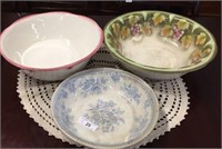 LARGE ANTIQUE PORCELAIN BOWLS  (3X)