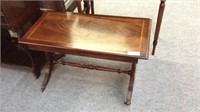 BRASS CLAW  FOOT  COFFEE TABLE WITH INLAID TOP