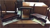 (2) ANTIQUE SHAVING MIRROR STANDS & A WOOD STAND