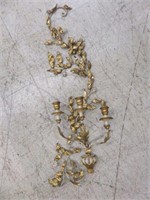 (3) VINTAGE ITALY GOLD GILT METAL FLORAL WALL