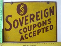 "Sovereign Coupons Accepted" Porcelain Sign