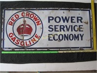 Large "Red Crown Gasoline" Porcelain Sign