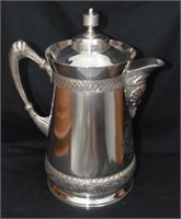Porcelian Lined Silver Plated Water Pitcher 13"