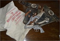 Vintage Toy Metal Guns Holster & Bank Bag Lot