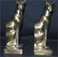 Brass Finish Cat Bookends Frankart c1986