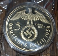 5 Reichs Mark German Coin Gold Plated
