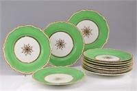 Twelve 19th C English apple green service plates
