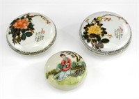 Three Chinese Famille Rose porcelain paste boxes