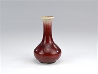 Chinese flambe glazed small bottle vase