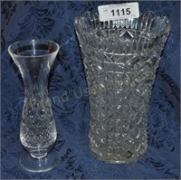 Lead Crystal etched vase and small decor. Vase