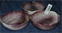 Lot of 3 Purple cabbage bowls approx 6.5:"