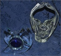 Glass Basket and Designer vase with Cobalt Blue