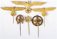 WWII GERMAN EAGLE PIN LOT OF 6