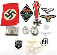 WWII GERMAN MEDALS, PATCHES AND ARMBAND