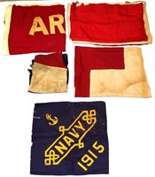 WWI AND WWII FLAGS LOT OF 5