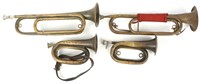 MILITARY BUGLE AND TRUMPET LOT OF 4
