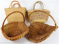 (4) Wicker Baskets - Varying Sizes