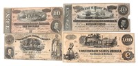 CONFEDERATE STATES OF AMERICA NOTE LOT OF 4