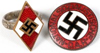 WWII GERMAN ENAMEL RING AND PIN