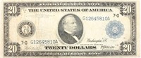 $20.00 LARGE BLUE SEAL FEDERAL RESERVE NOTE 1914