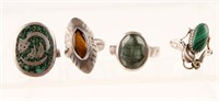 4 SIGNED STERLING SILVER FASHION RINGS