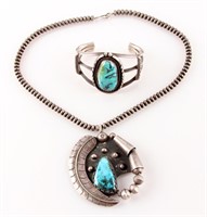 PILOT MOUNTAIN TURQUOISE STERLING CUFF & NECKLACE