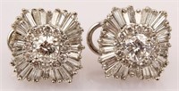 18K WHITE GOLD 4 CT TOTAL DIAMOND EARRINGS