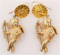 LADIES 14K YELLOW GOLD CHERUB EARRINGS