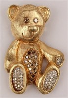 14K YELLOW GOLD DIAMOND TEDDY BEAR PENDANT